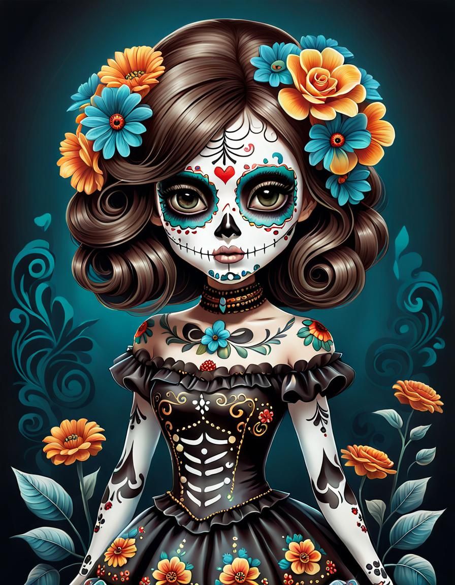 Day of the Dead Girl: Vector Art Illustration