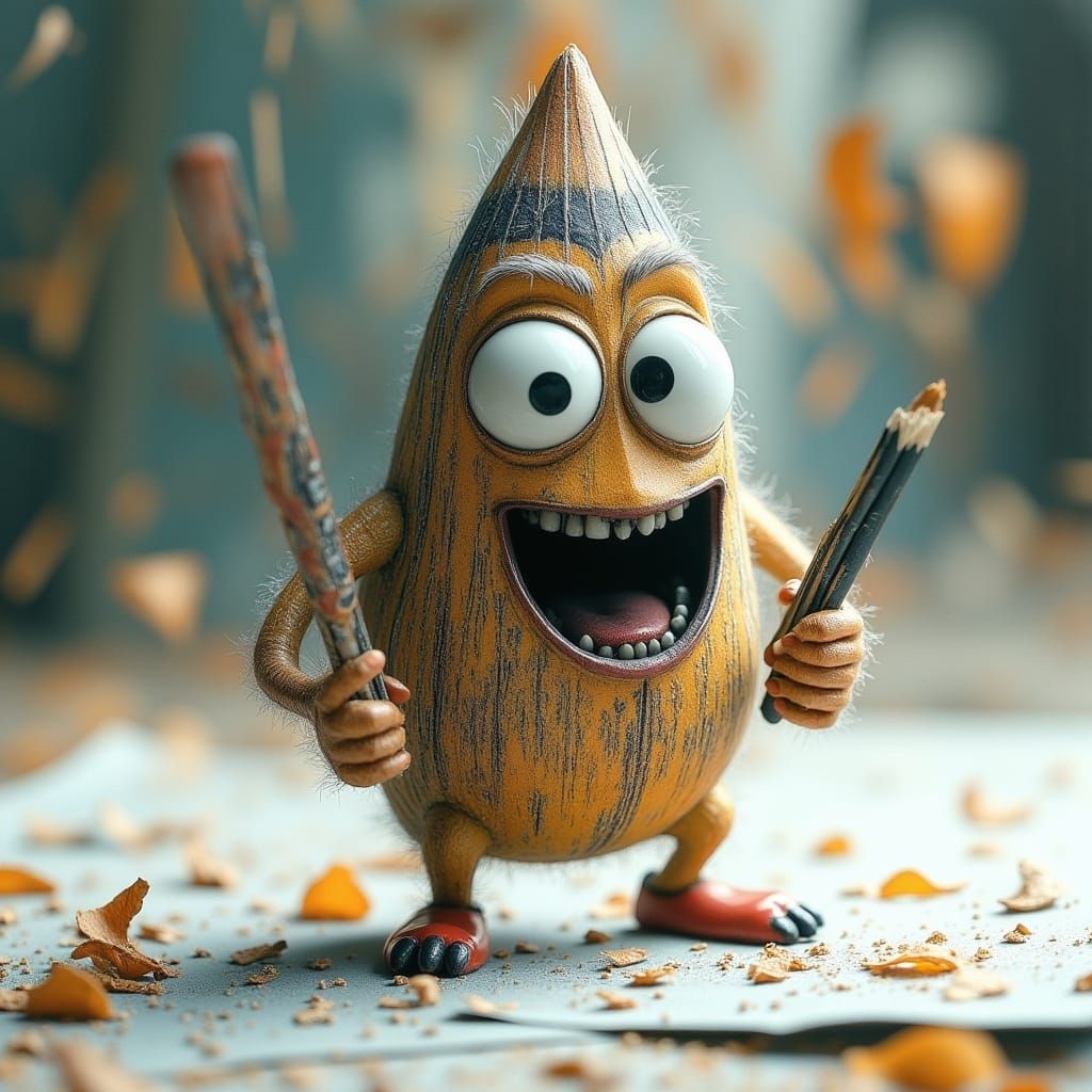 Joyful Pencil Character Drawing in Ethereal Fantasy Style