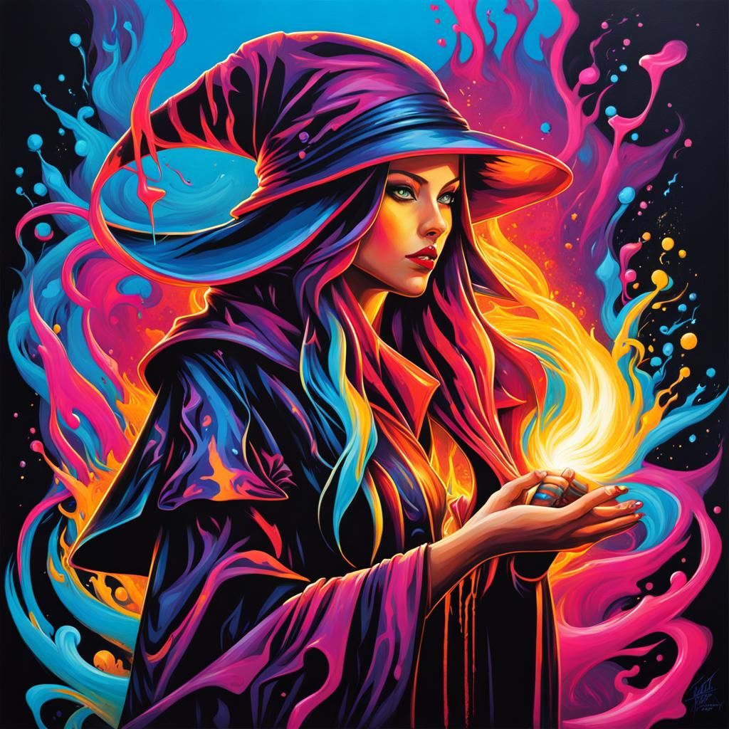 Graffiti Art of Sorceress and Sorcerer in Street Style
