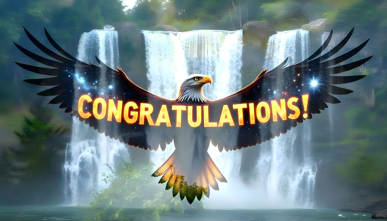 Congratulations Text With Eagle in Double Exposure Style