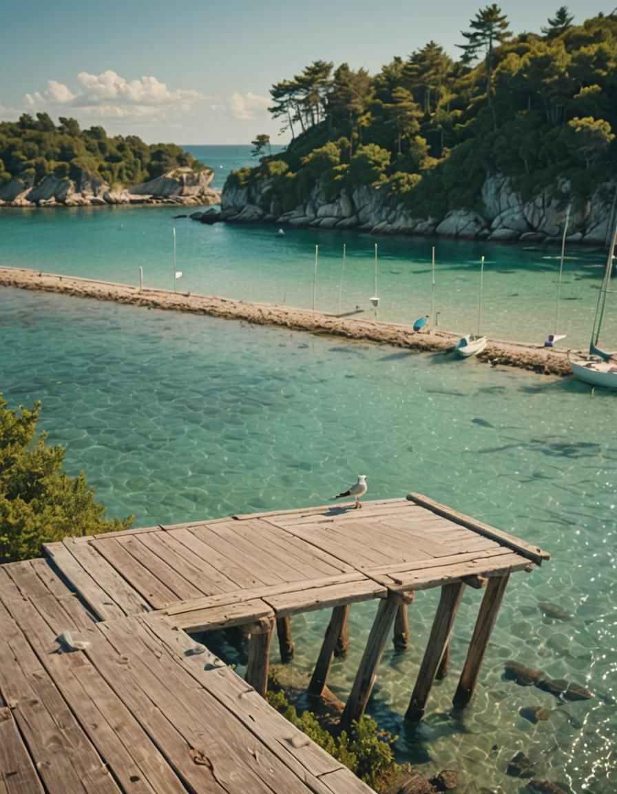 Island Paradise: Man Gazing at Tropical Beach
