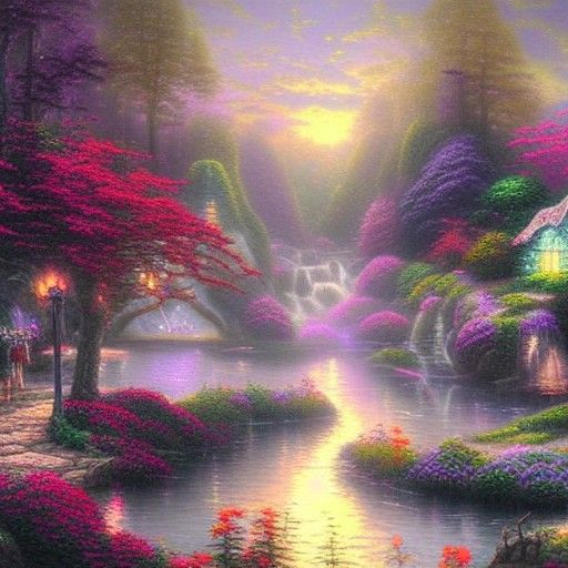 Ethereal River Maiden in a Dreamlike Landscape