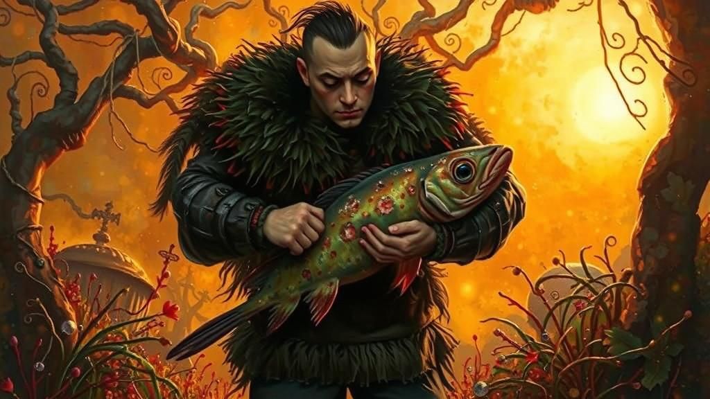 Angler Fish in Oil, Mosaic, and Surreal Art Style