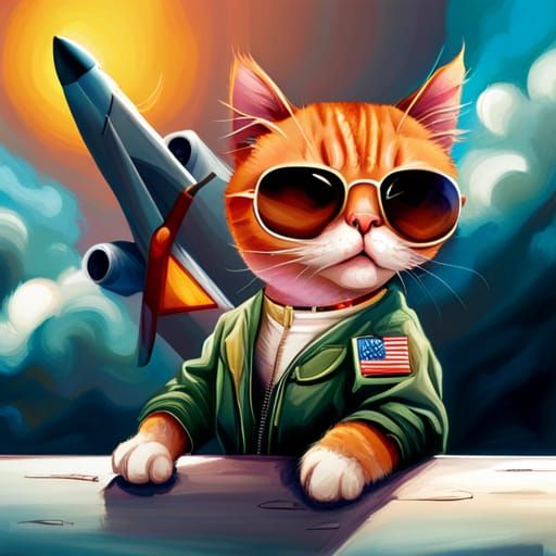 Cat Pilot in Top Gun Style