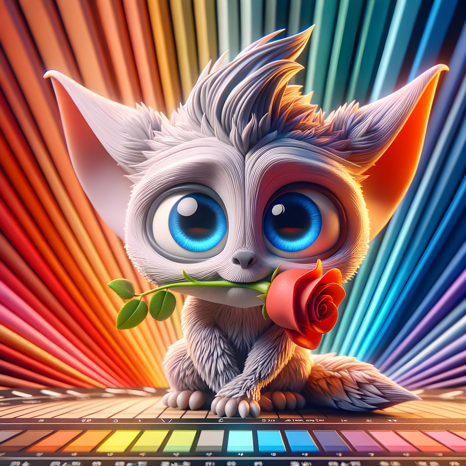 Gentle Claymation Monster Holding a Rose