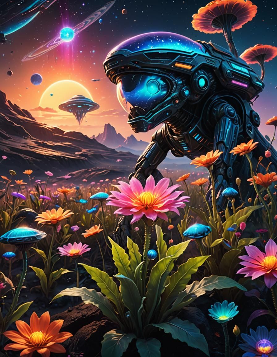 Ethereal Alien Bloom in Cosmic Twilight