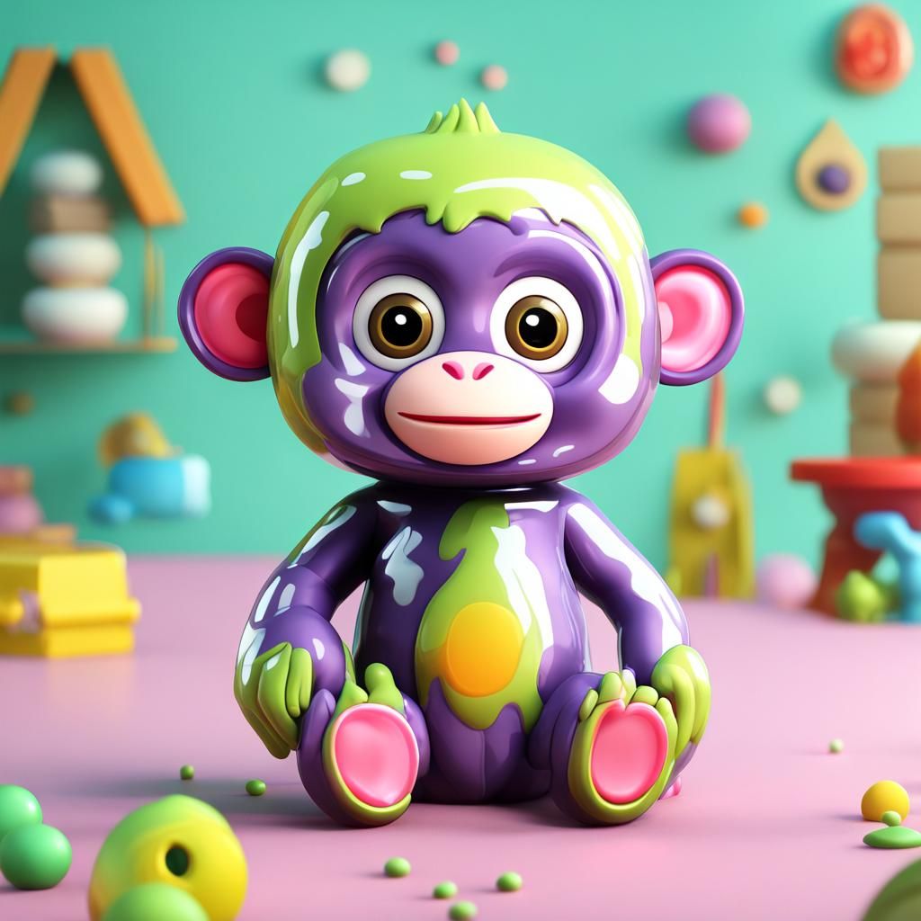 Adorable Monkey Toy in Package, Sticky Monster Lab Style