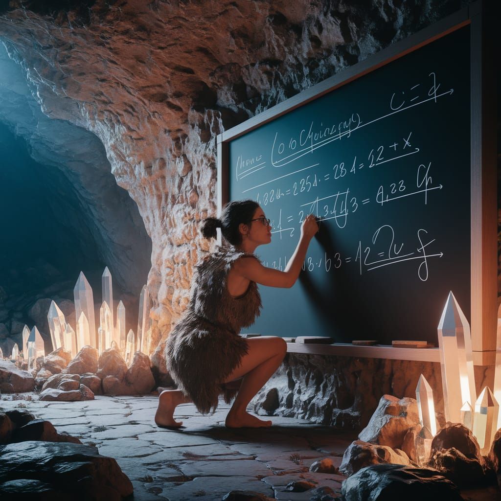 Cavewoman as Da Vinci-Inspired Digital Art