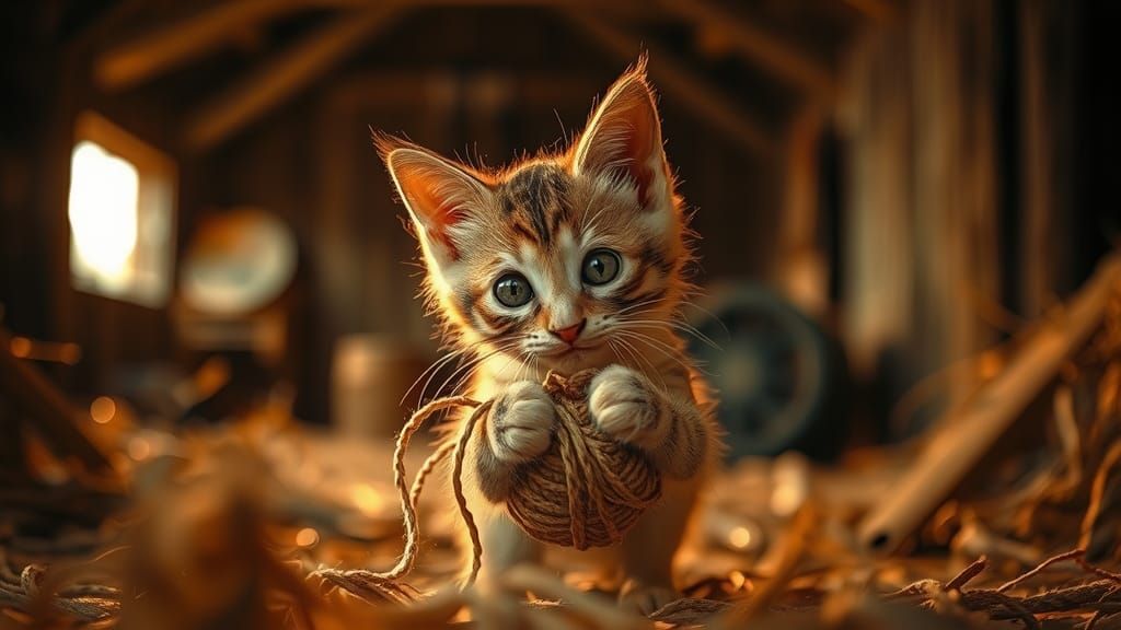 Curious Kitten in Sepia Tone Barn
