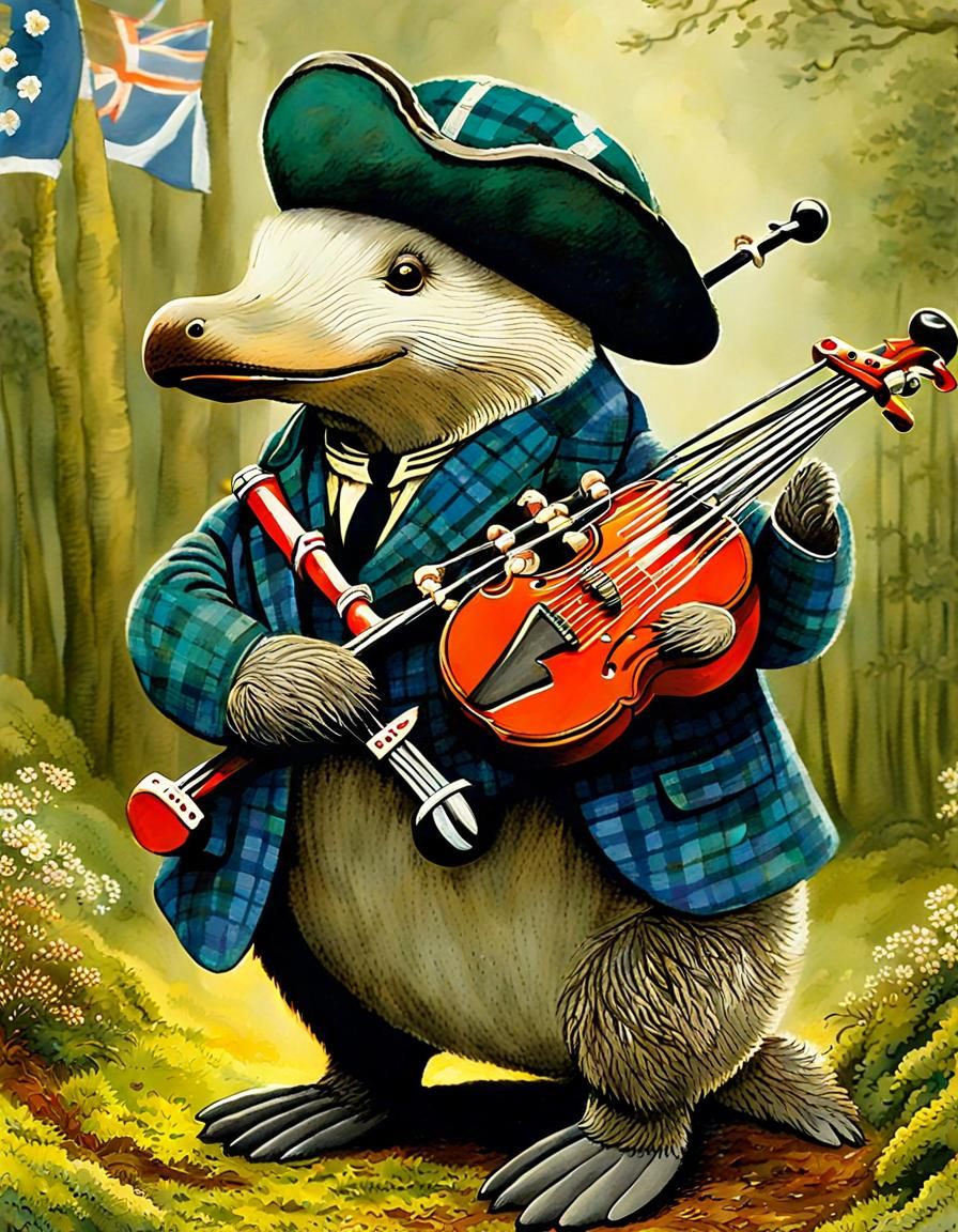 Cute Platypus Plushie Plays Bagpipes in Scotland