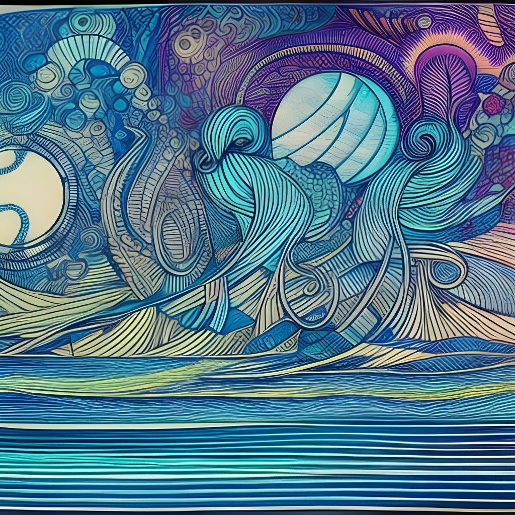 Moonlit Lunar Cityscape in Ornate Generative Style