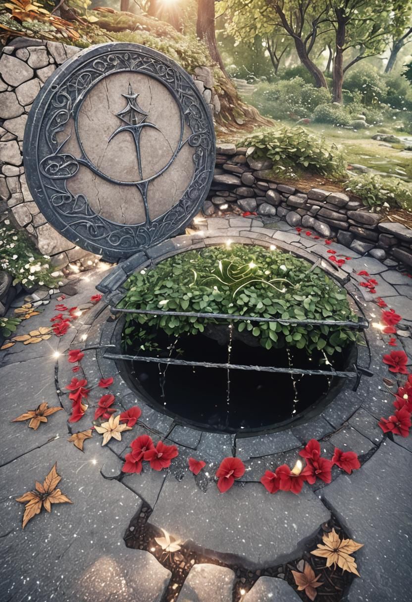 Mystical Chalice Well with Fairies and Elves