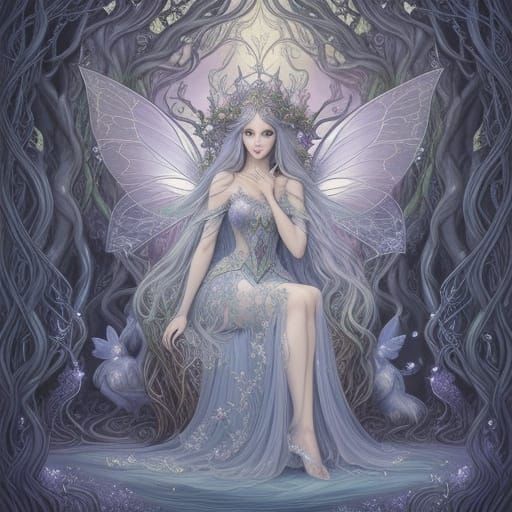 Ethereal Fairy Queen Reigns in Twisted Vines and Crystal Thr...