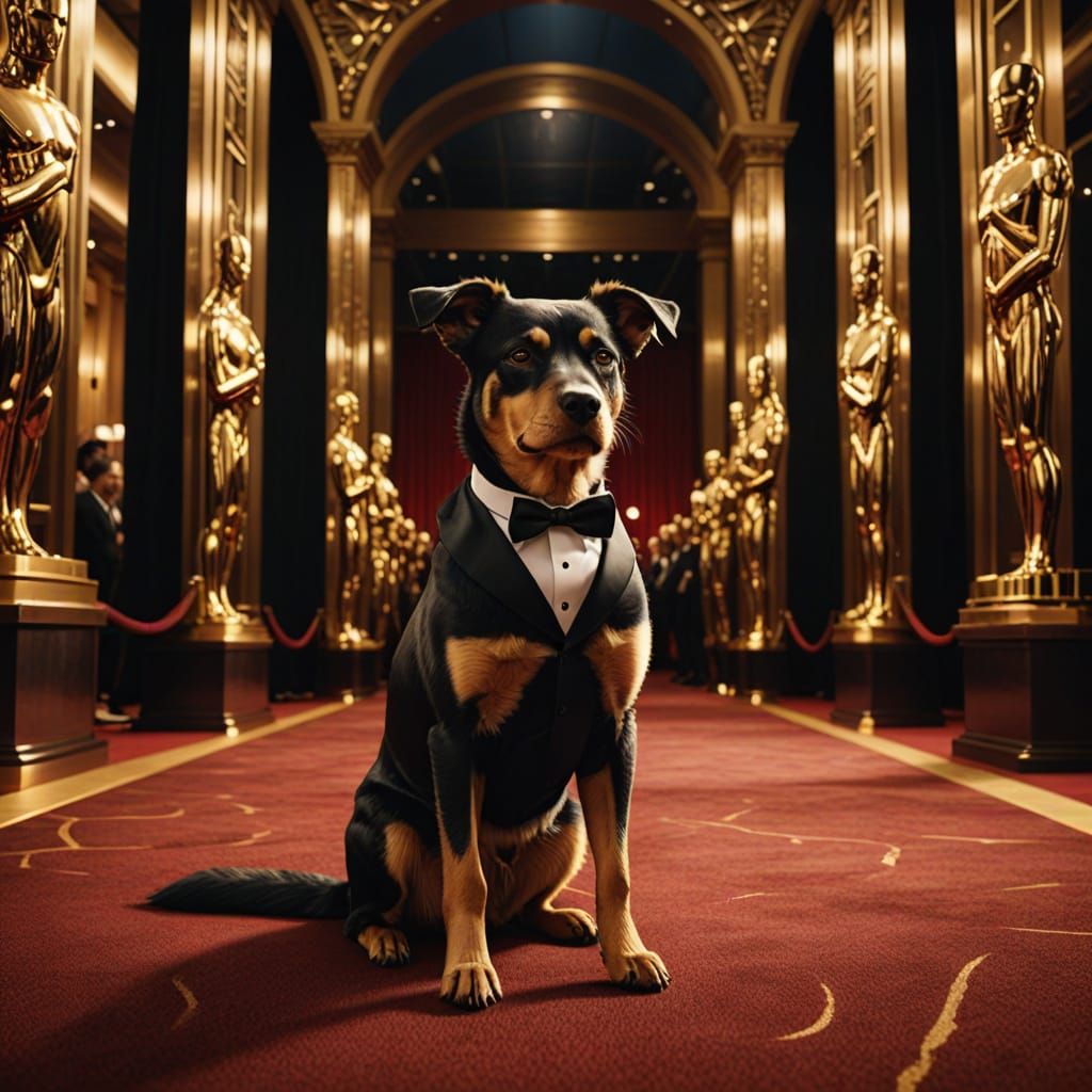 Luxurious Red Carpet Canine in Elegant Tuxedo