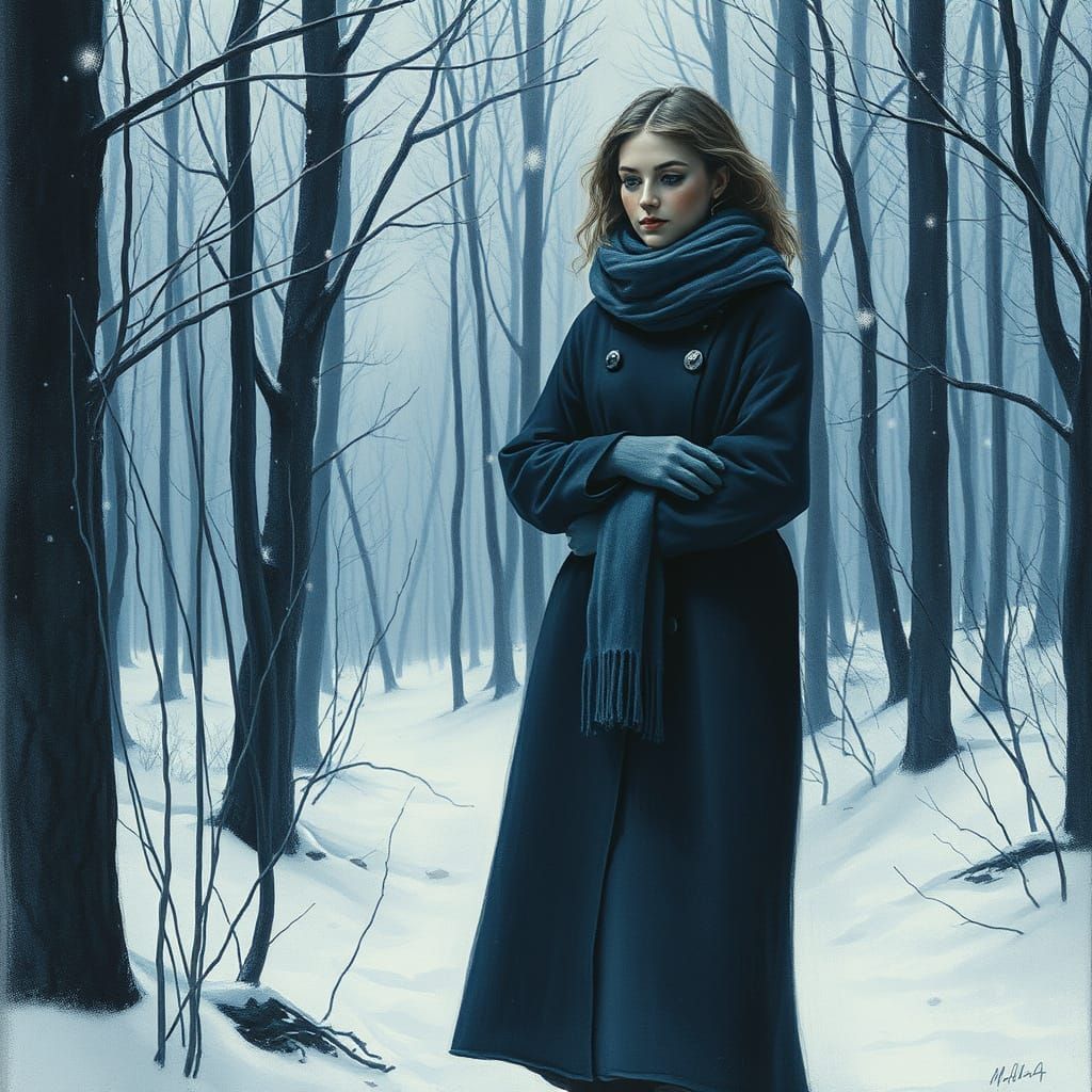 Serene Winter Wonderland in Blues and Charcoal