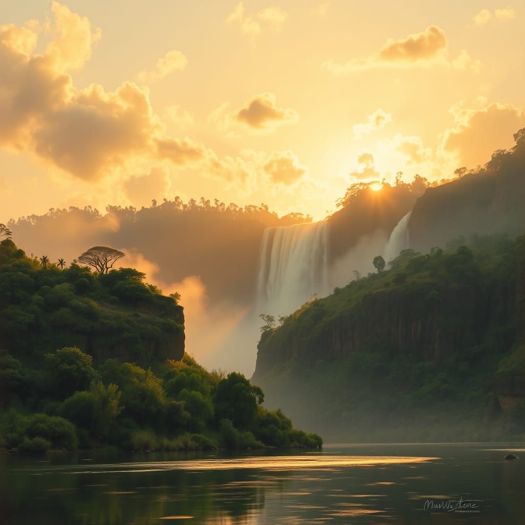 VICTORIA FALLS, ZIMBABWE (in the style of Constable)