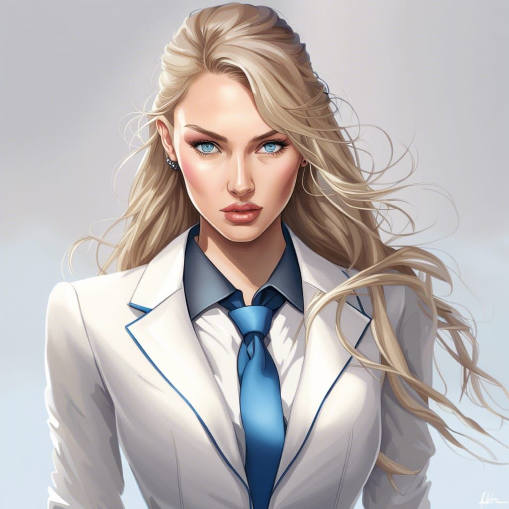 Candice Swanepoel in Business Suit, Anime Style
