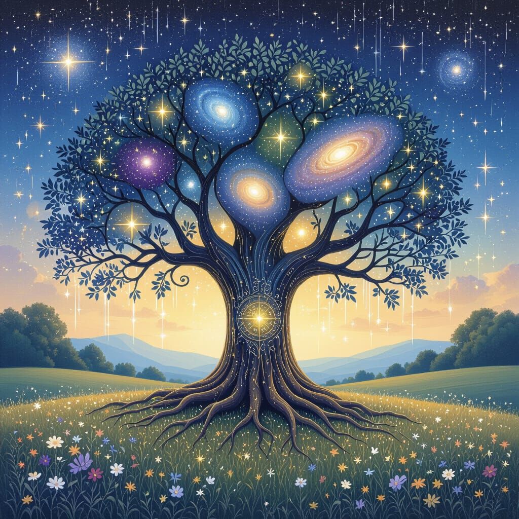 Cosmic Tree of Galaxies in Surrealist Style