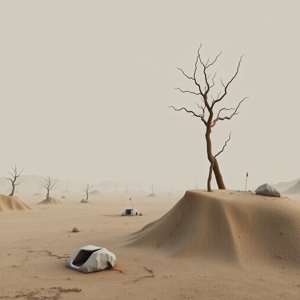 Monotonous Scene with Muted Colors in Digital Art Style