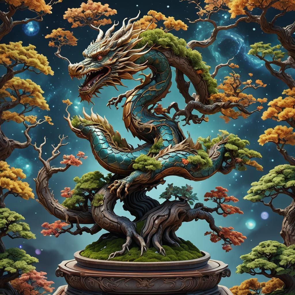 Dragon Shaped Bonsai: Photorealistic 3D Render