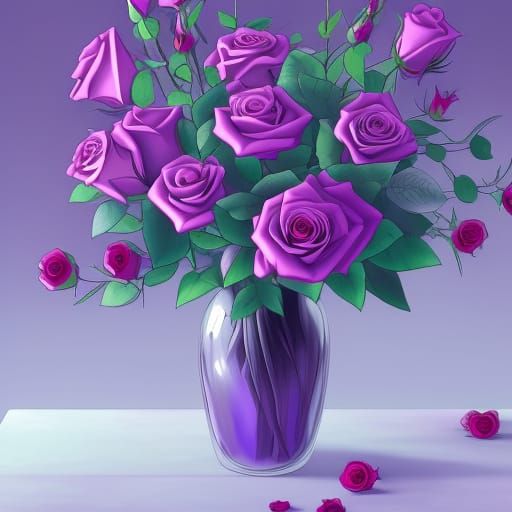 Purple Roses Bouquet in Anime Style