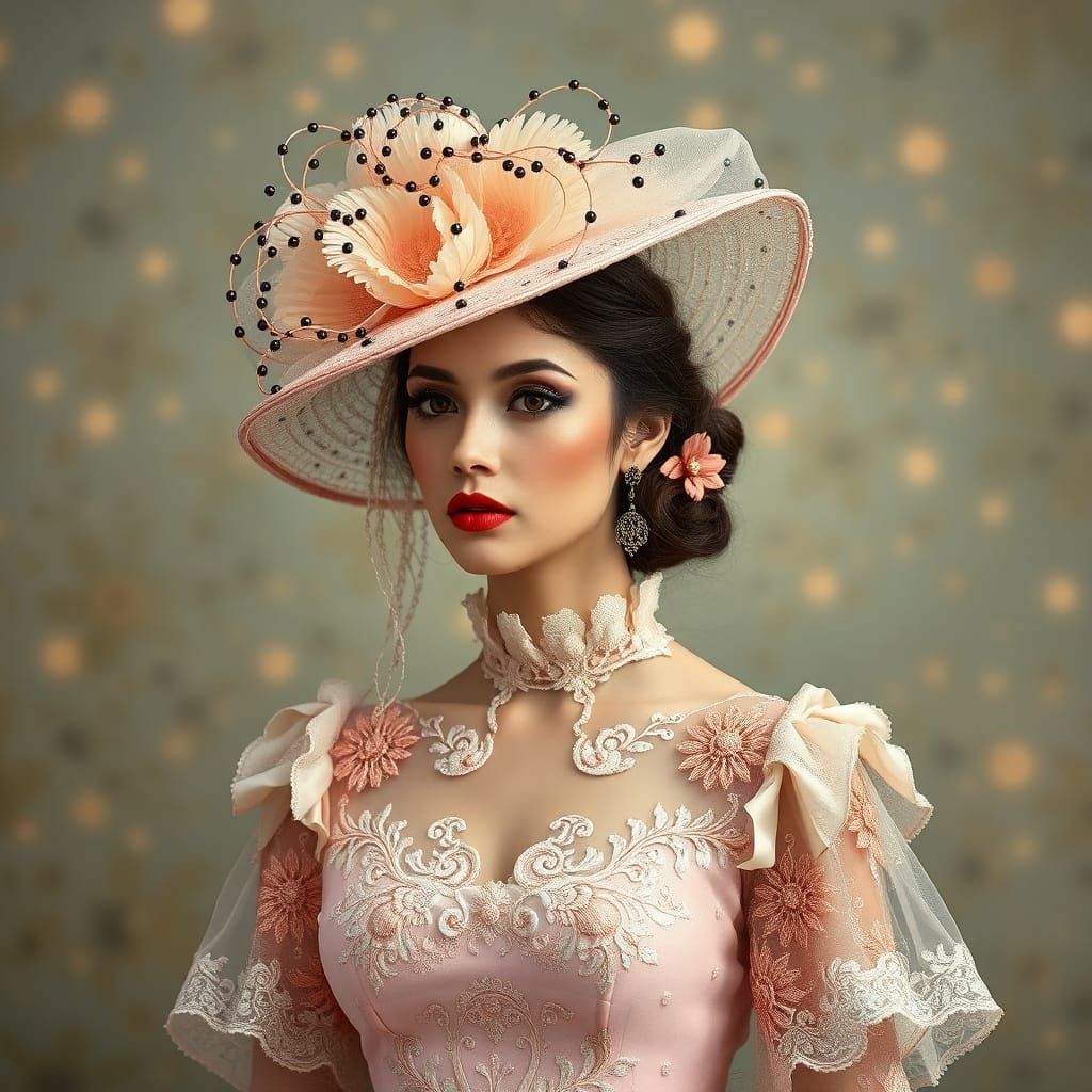 Woman in Polka Dot Dress: Impressionist Art