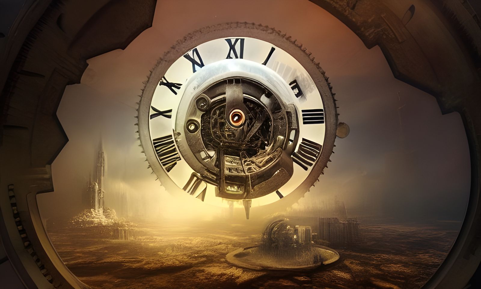 Surreal Broken Time Machine in Digital Matte Painting