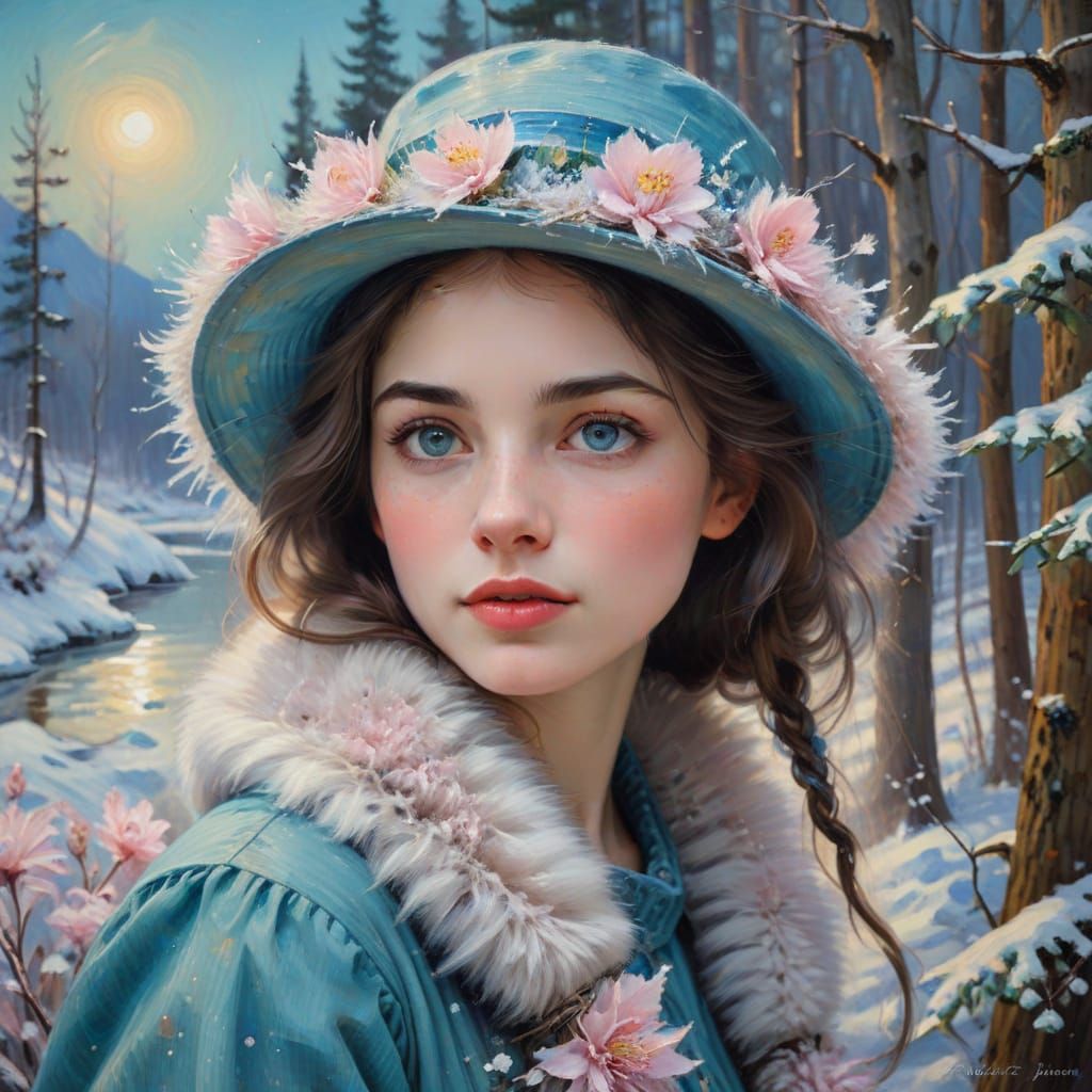 Ethereal Lady in Winter Wonderland