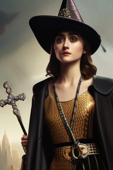 Natalia Dyer as Witch Hunter: Baroque Hyperrealistic Portrai...