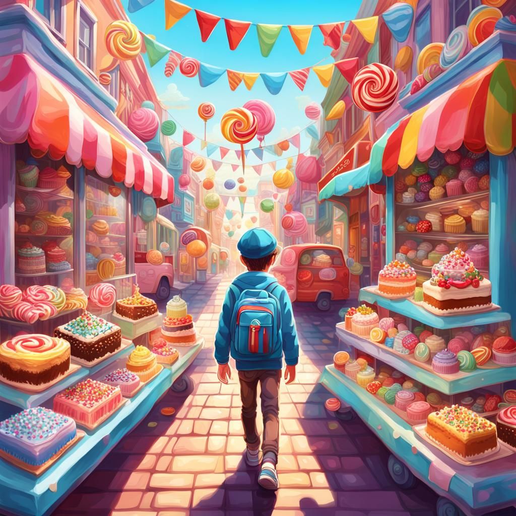 Candy City Boy in Hyperrealistic Digital Art Style