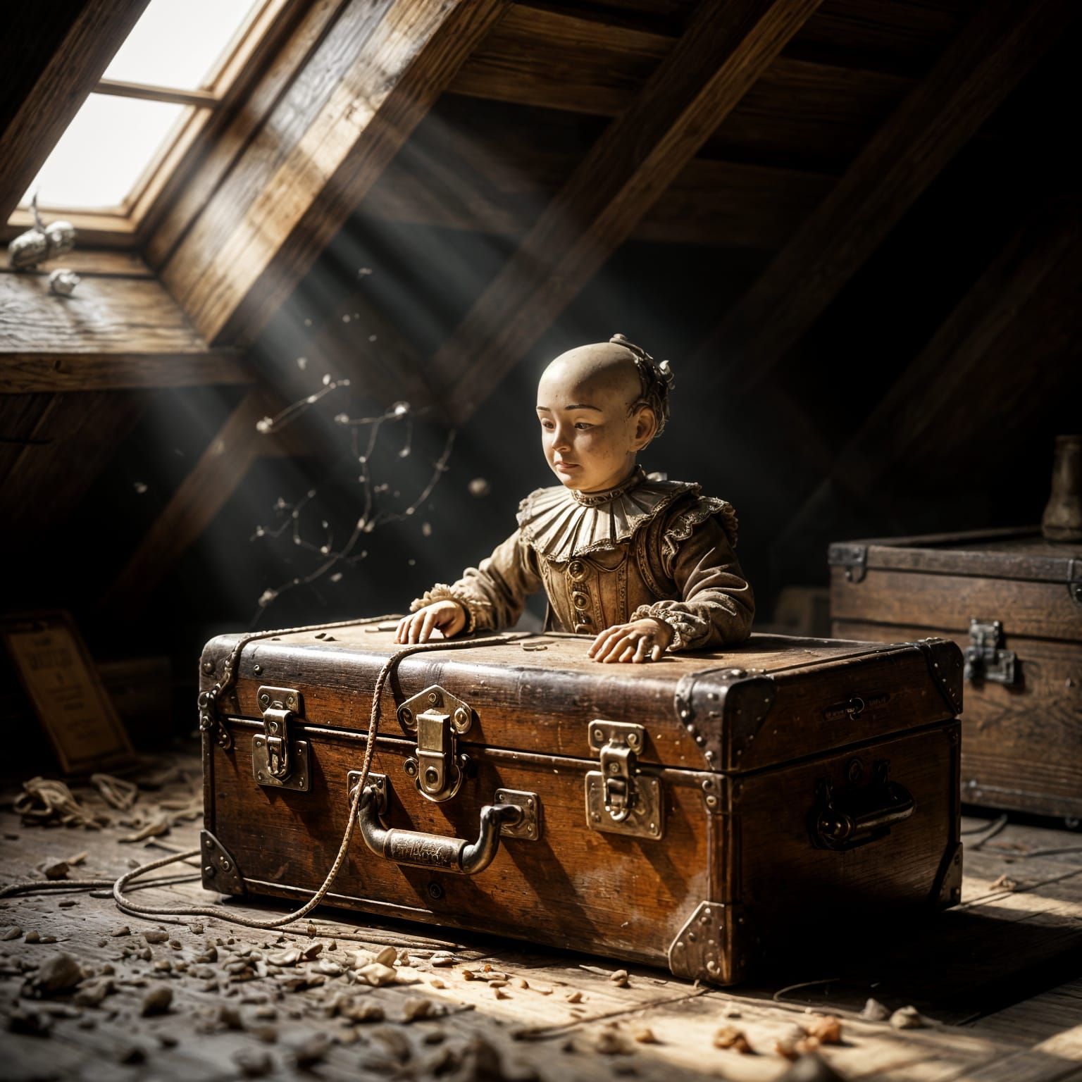 Vintage Automaton in Attic Light, Dutch Golden Age Style