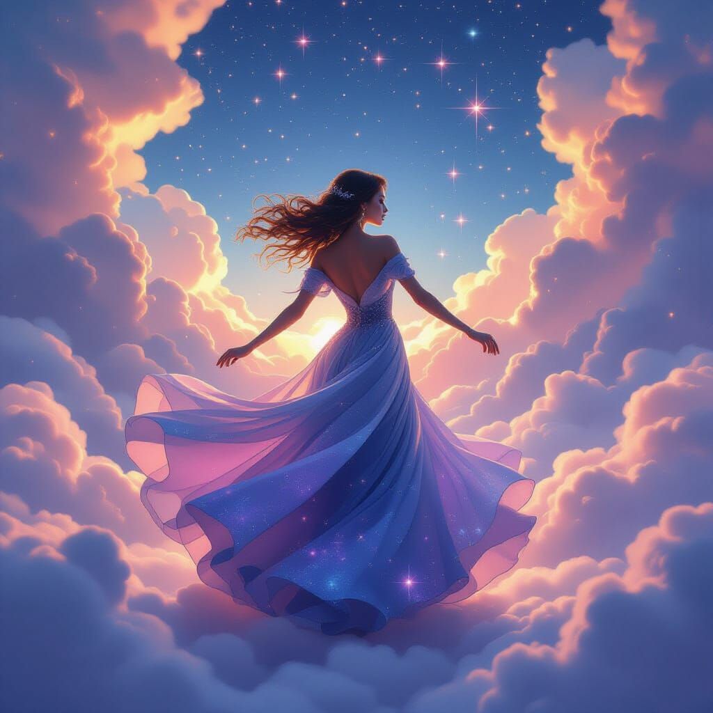Celestial Dancer in a Cosmic Dreamscape