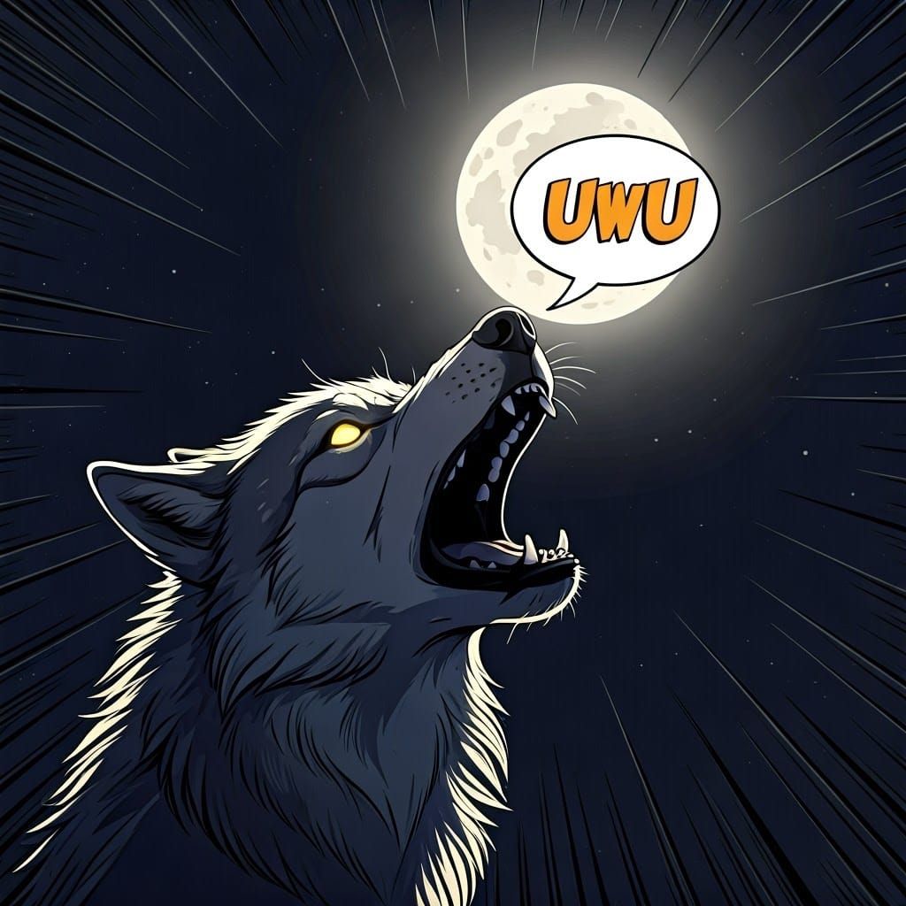 Wolf's Ecstatic Gaze Under Full Moon