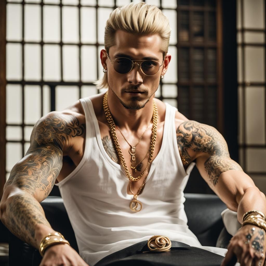 Yakuza Inspired Portrait of a Man with Tattoos