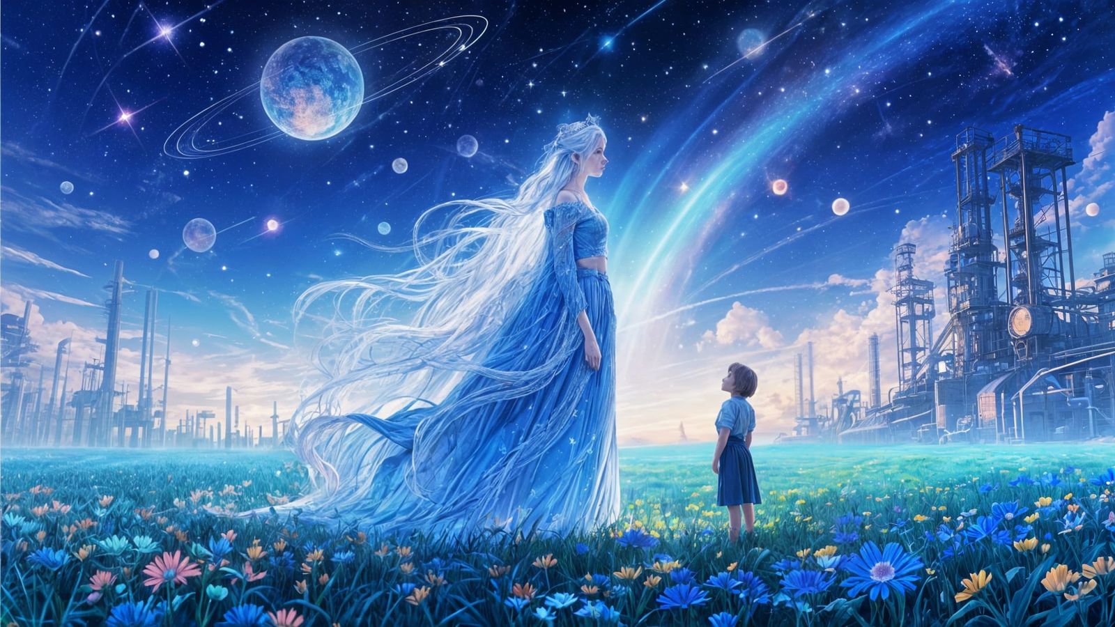 Princess of Blue Woman in Fields of Forever