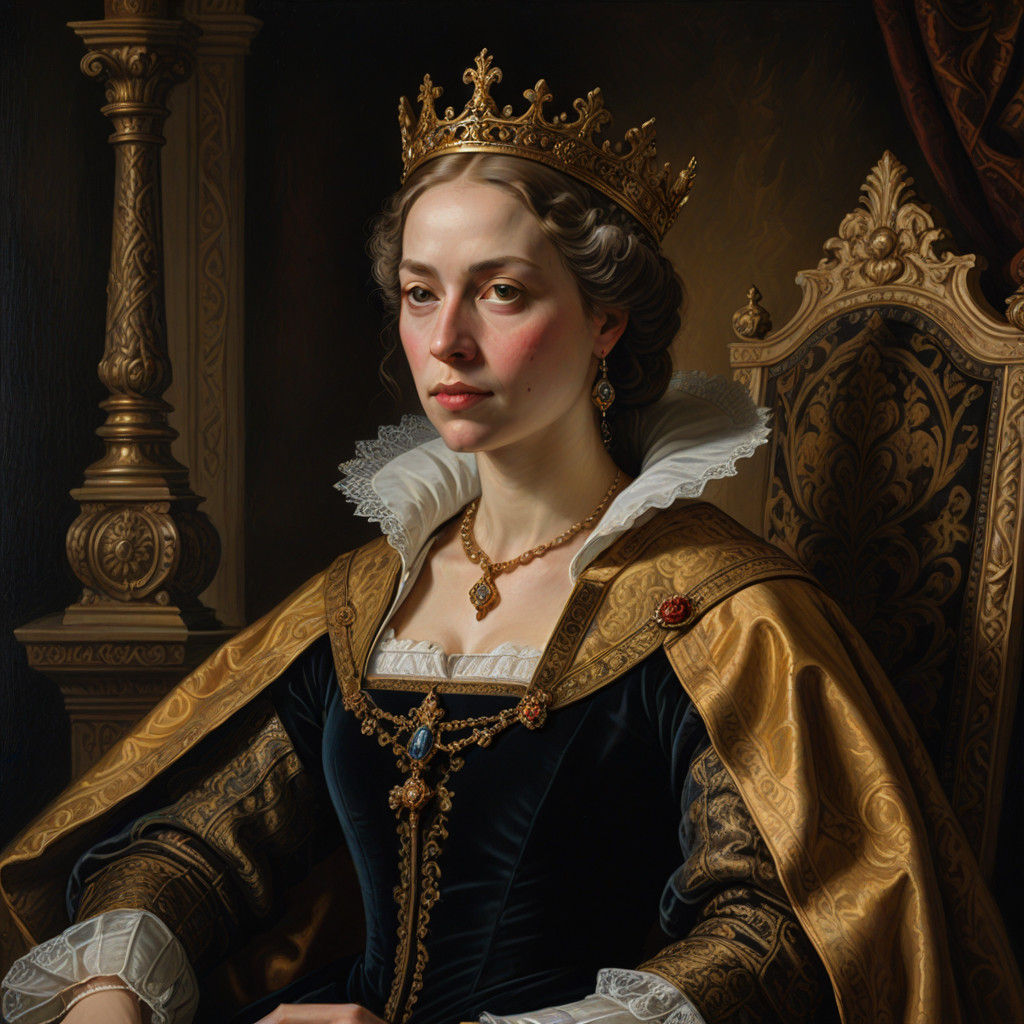 Confident Medieval Queen in Regal Splendor