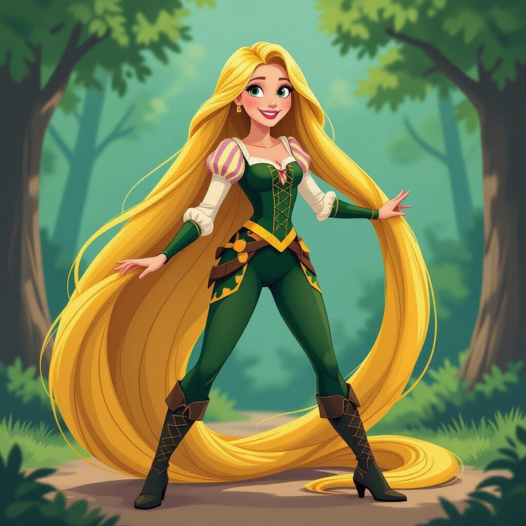 Rapunzel as Yellowjacket: Disney-Style Illustration
