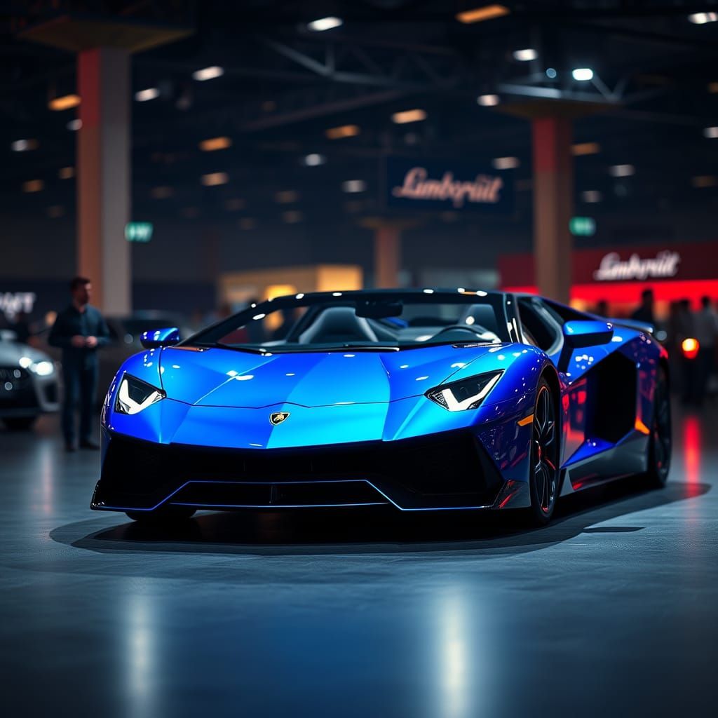 Blue Lamborghini Aventador Roadster, Hyperrealistic Concept ...