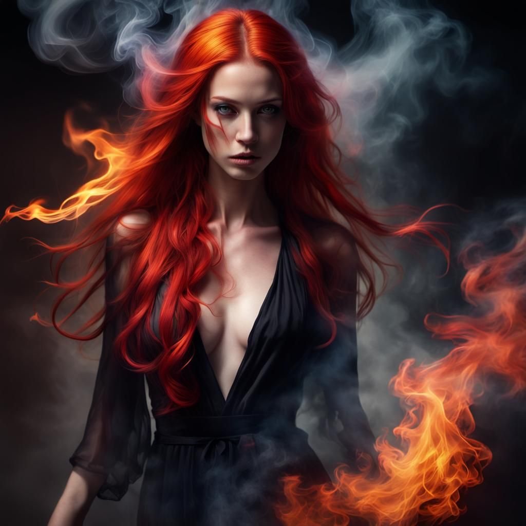 Smoky Woman Emerges: A Fantasy Concept Art