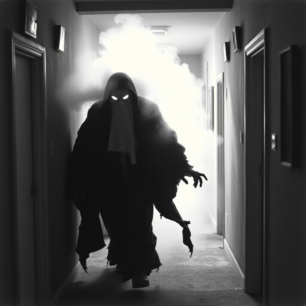 Terrifying Spectral Mist Ghost in Analog Horror Style