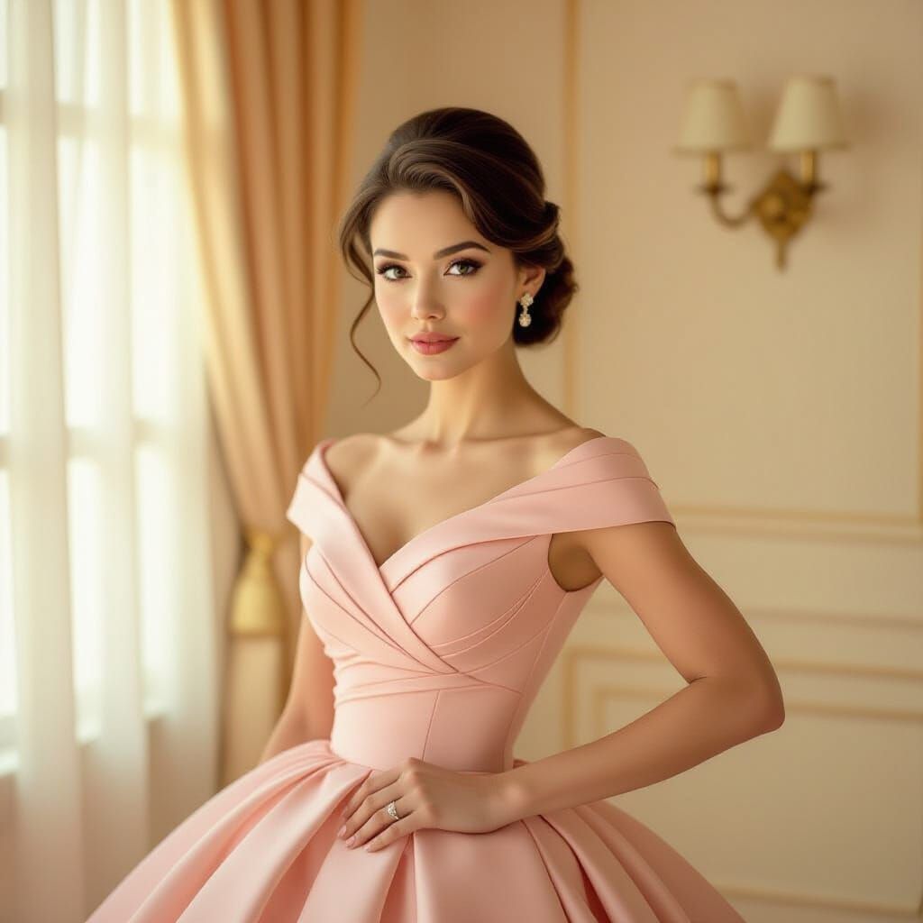 Elegant Wasp in Pink Dress, Cinematic Still