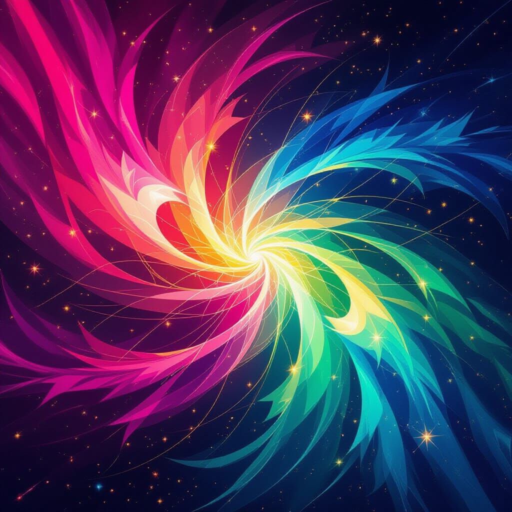 Abstract Explosion of Color and Light in Surreal Digital Art