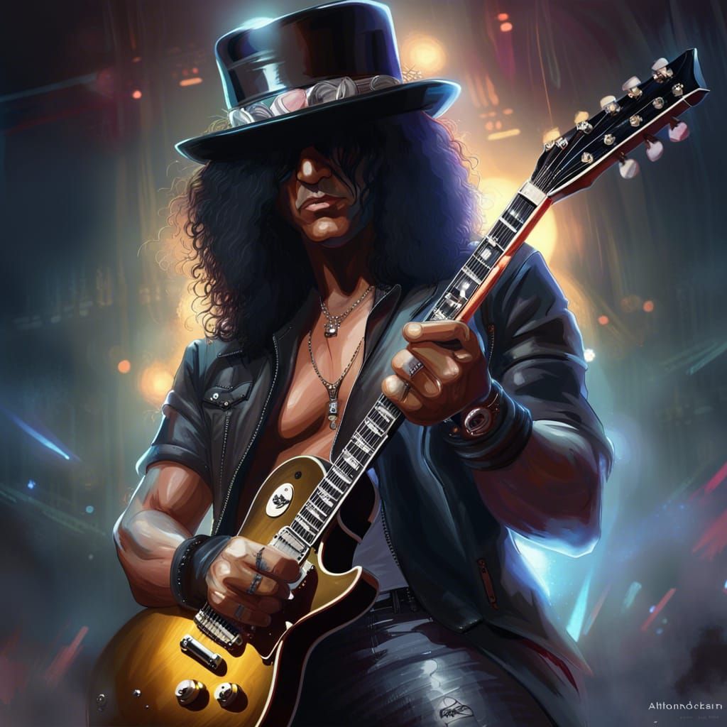 Slash Performs Live: Hyperdetailed Artstation Portrait