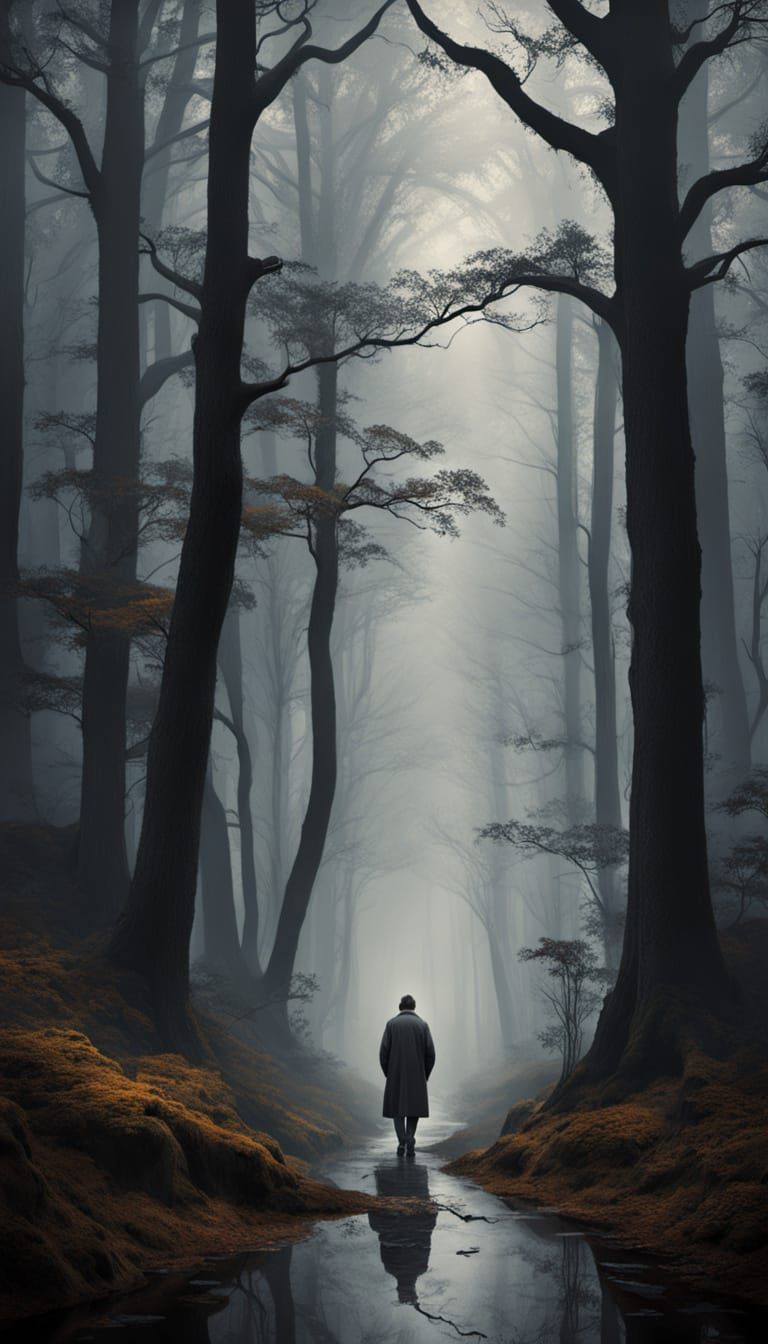 Josh Brolin in Noir Style Forest at Night