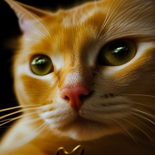 Hyperrealistic Glowing Yellow Cat in HDR