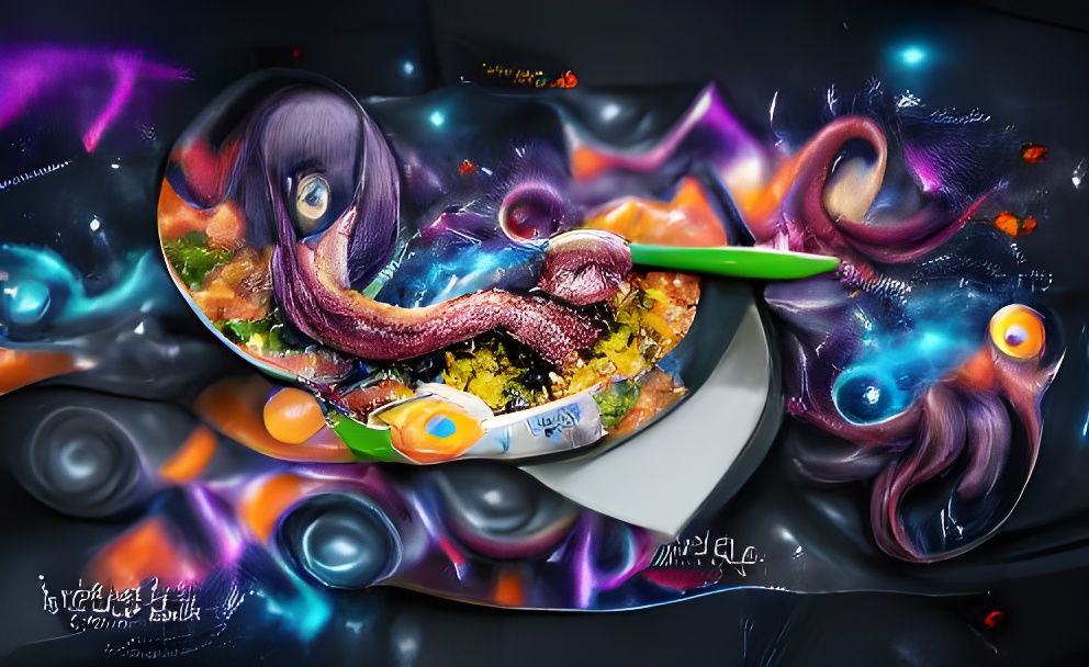 Octopus Tentacle in Galaxy: Abstract Anime Style