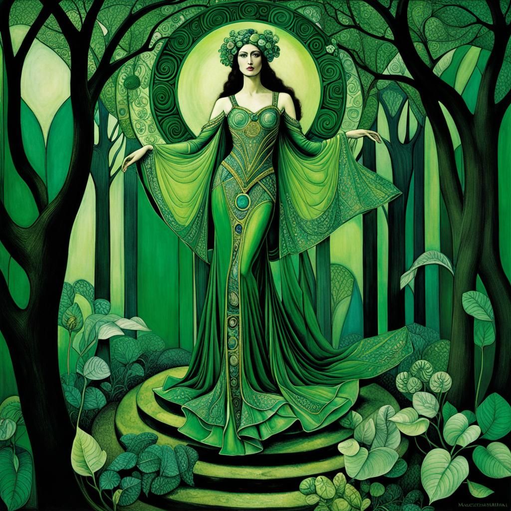 Green Versace Outfit Inspired by Glasgow Art Nouveau