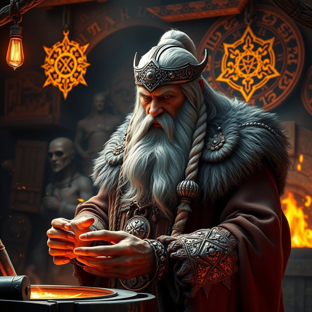 Viking Runesmith Forging Artifacts: Hyper-Realistic Digital ...