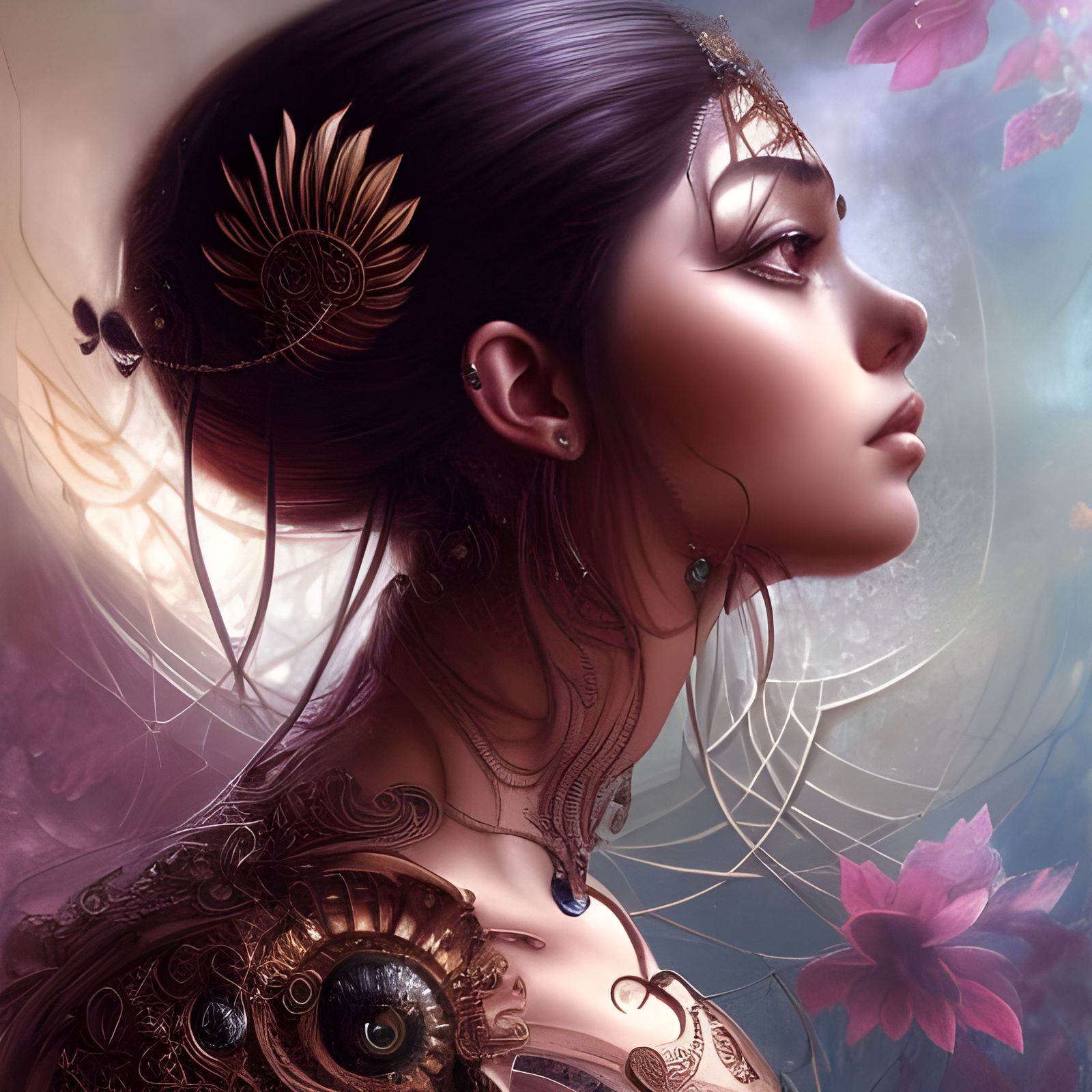 Beautiful Neovictorian Woman: Detailed Matte Painting