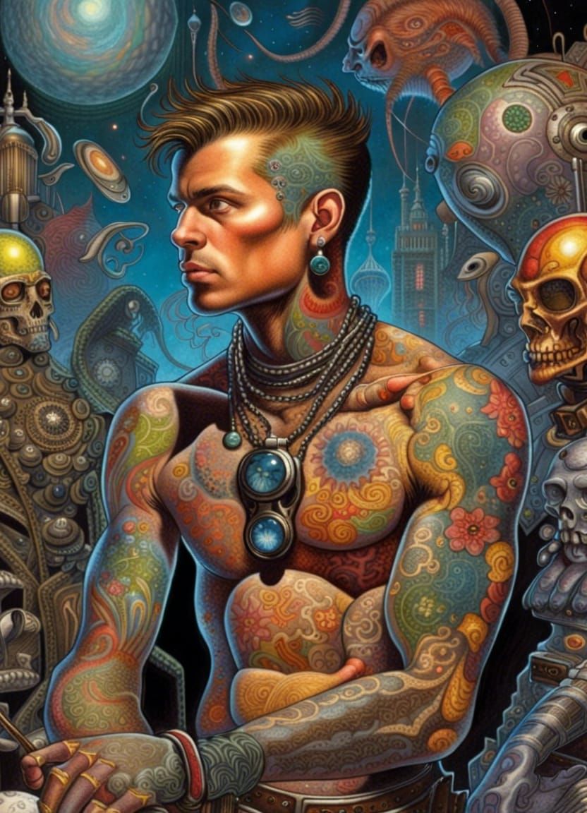 Elaborate Tattoos Come to Life: Sci-Fi Cover Art